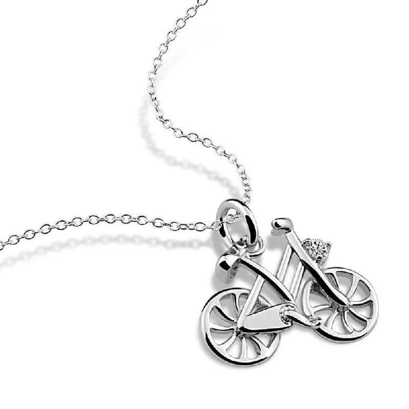 Matte stone necklace-Cycolinks 925 Sterling Silver Bicycle Necklace