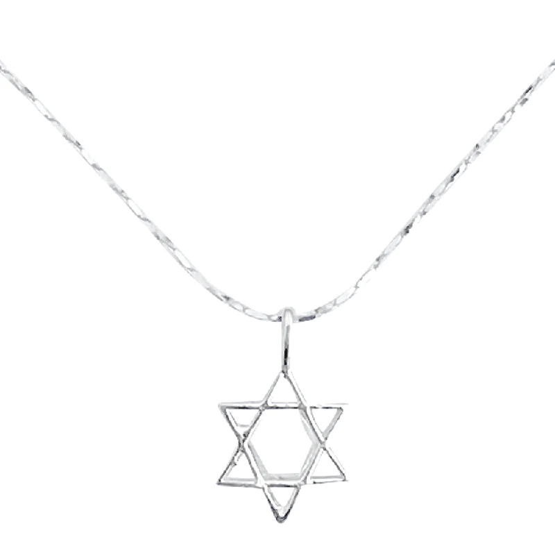 Stencil dye necklace-Sterling Silver Mini Star of David Pendant on Silver Cable Chain Necklace, 18"