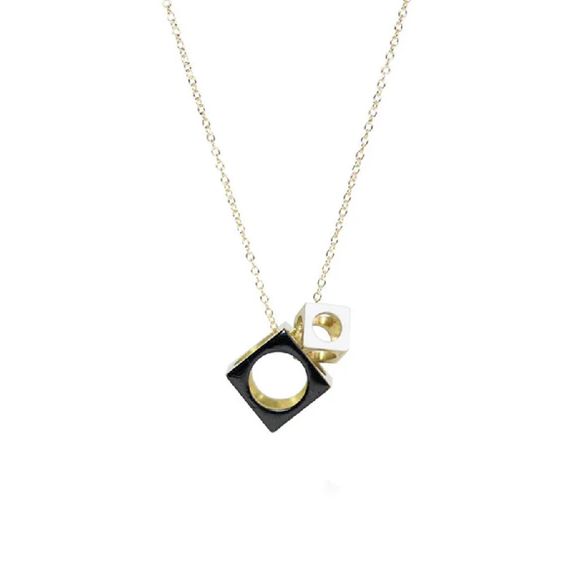 Coiled effect necklace-Cube Necklace