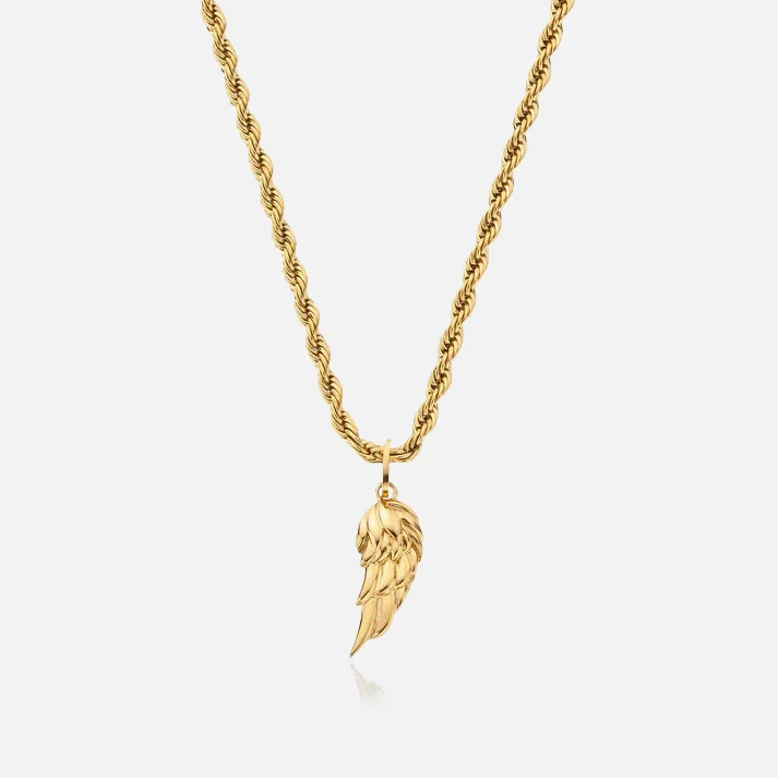 Blunt edge necklace-"WING" PENDANT - GOLD