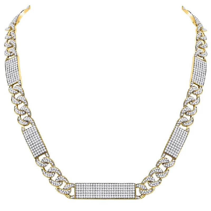 10kt Yellow Gold Mens Round Diamond Cuban Link 24" Necklace 24-1/2 Cttw