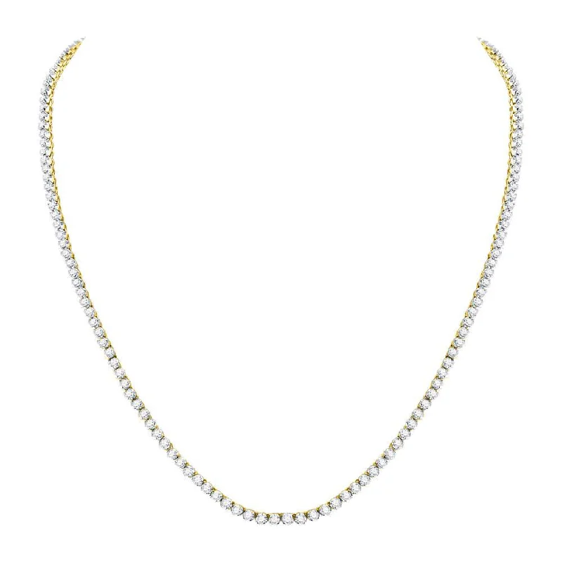 Rattan chain necklace-10kt Yellow Gold Mens Round Diamond Studded 22" Tennis Chain Necklace 10-1/2 Cttw