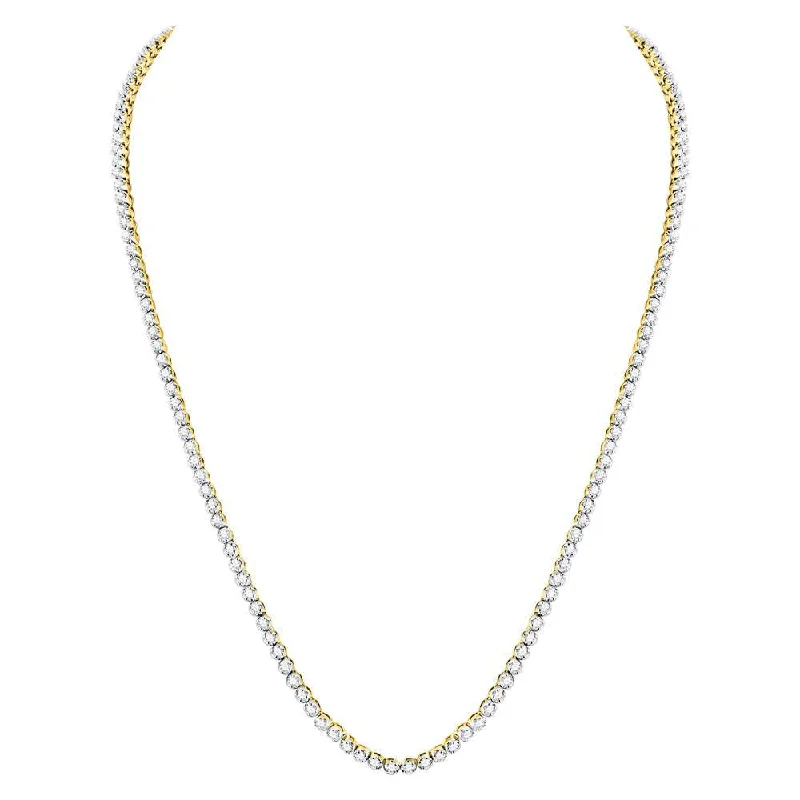 Calla lily necklace-10kt Yellow Gold Mens Round Diamond Studded 26" Tennis Chain Necklace 11-3/8 Cttw