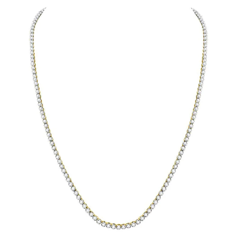 Millet stalk necklace-10kt Yellow Gold Mens Round Diamond Studded 30" Tennis Chain Necklace 13-3/8 Cttw