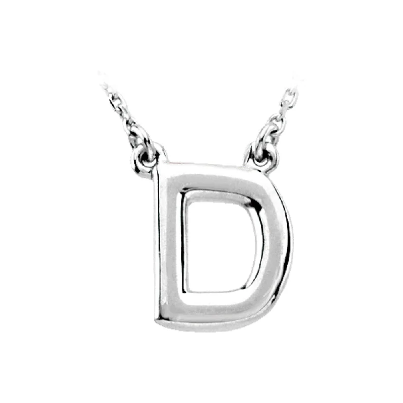 14K White Gold, Kendall Collection, Block Initial D Necklace, 16 Inch