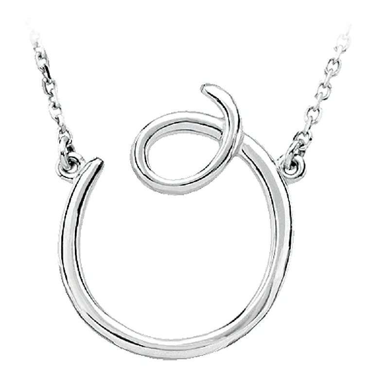 14k White Gold, Olivia Collection, Medium Script Initial O Necklace