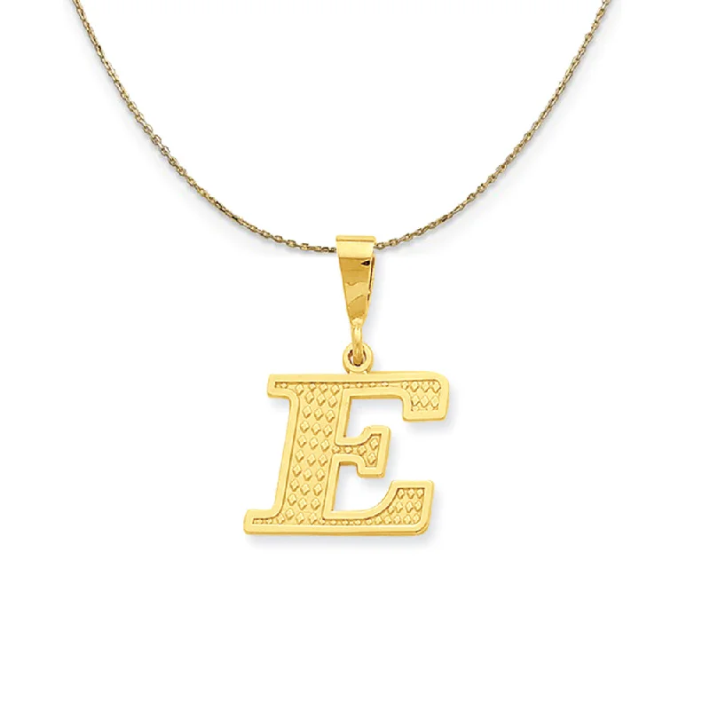 Chipped bark necklace-14k Yellow Gold, Ashley, Initial E Necklace