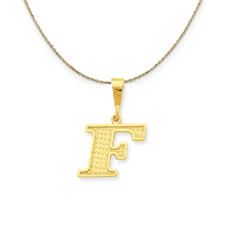 Grid weave necklace-14k Yellow Gold, Ashley, Initial F Necklace