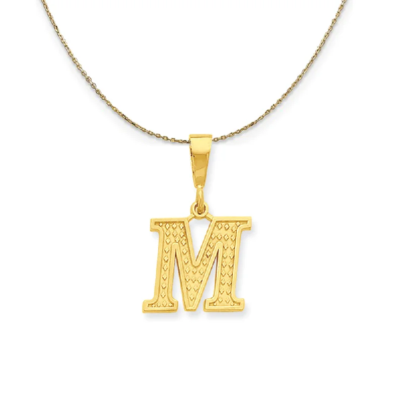 Aspen bark necklace-14k Yellow Gold, Ashley, Initial M Necklace