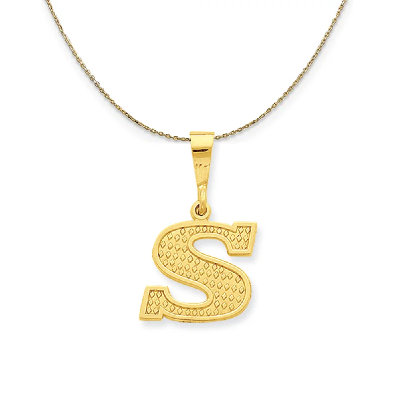 Beech grain necklace-14k Yellow Gold, Ashley, Initial S Necklace