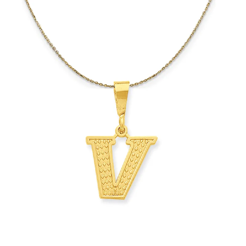 Ocean ripple necklace-14k Yellow Gold, Ashley, Initial V Necklace