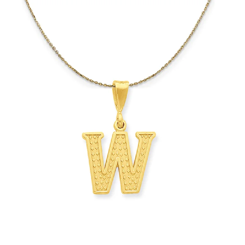 14k Yellow Gold, Ashley, Initial W Necklace