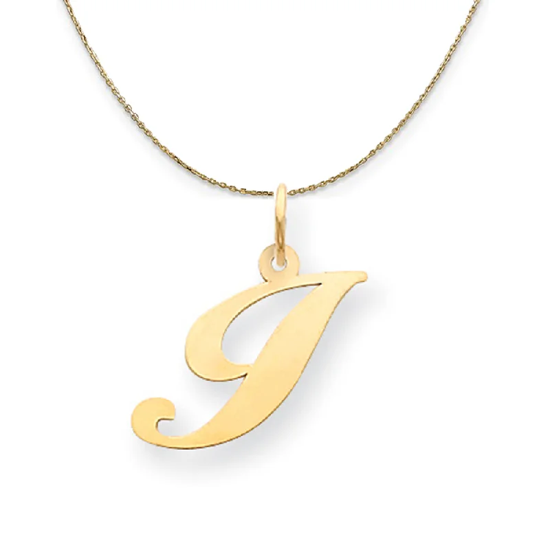 Nordic braid necklace-14k Yellow Gold, Ella Med Fancy Script Initial I Necklace