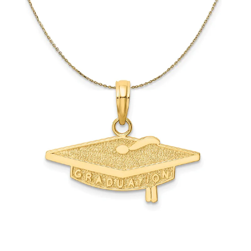 14k Yellow Gold Graduation Cap Necklace