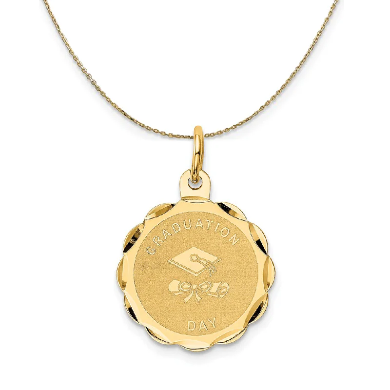 Denim weave necklace-14k Yellow Gold Graduation Day Brocaded Disc Necklace