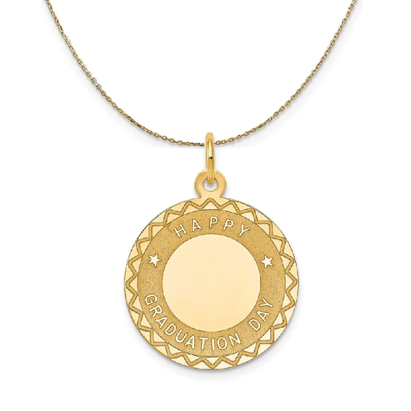 Kelp frond necklace-14k Yellow Gold Happy Graduation Day Circle Necklace