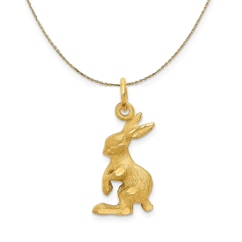 Lattice texture necklace-14k Yellow Gold Jack Rabbit (10mm) Necklace