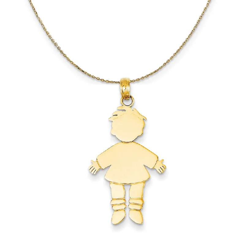 Recycled object necklace-14k Yellow Gold Polished Boy (17mm) Necklace