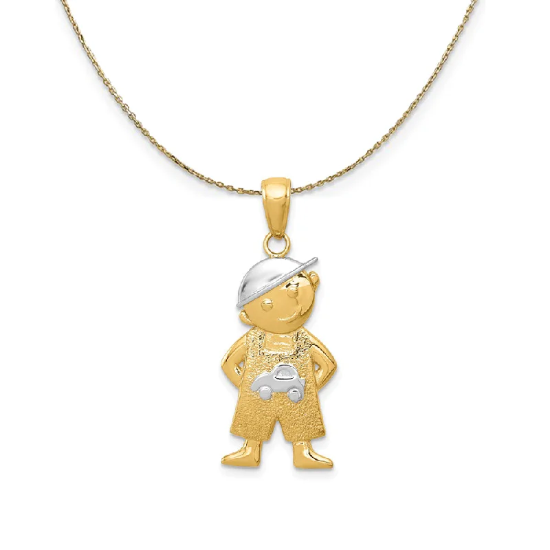 Welded edge necklace-14k Yellow Gold Rhodium Boy with Hands In Pockets Necklace