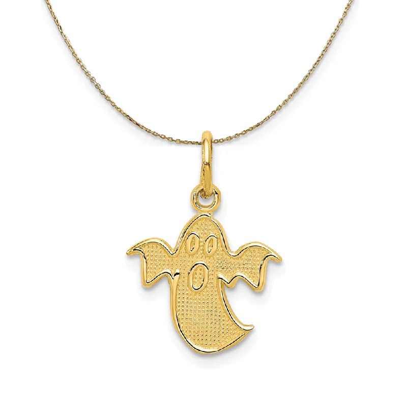 14k Yellow Gold Satin Textured Ghost Necklace