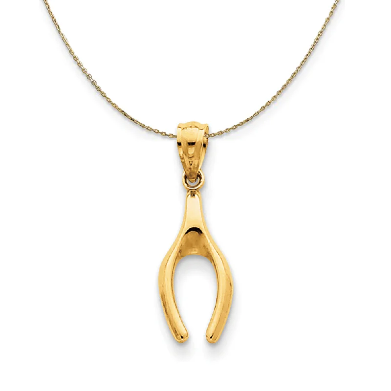 Chestnut husk necklace-14k Yellow Gold Wishbone (22mm) Necklace