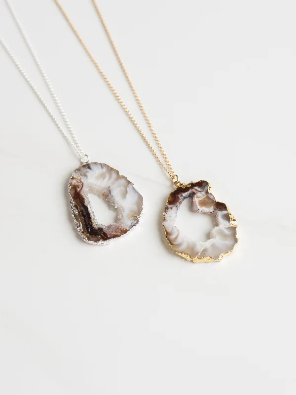 Fractured gem necklace-Geode Agate Necklace