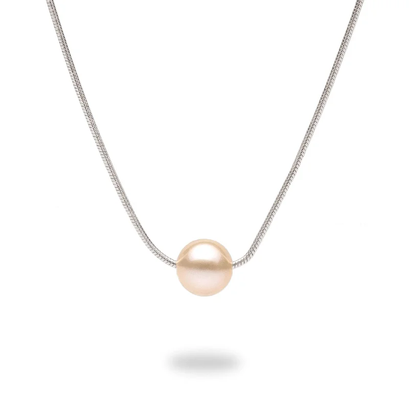 Polished pebble necklace-18" Freshwater Pearl Necklace in Sterling Silver (assorted colors) - 7-8mm