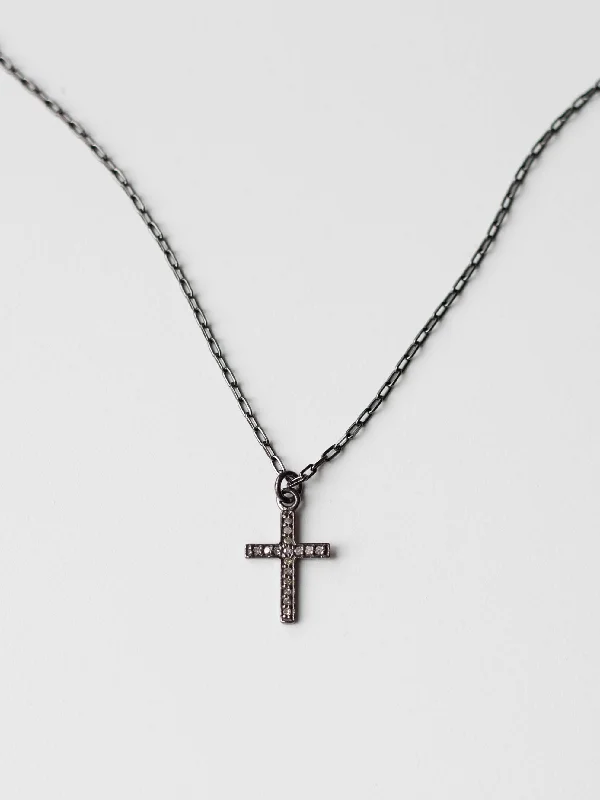 Gunmetal Cross Necklace