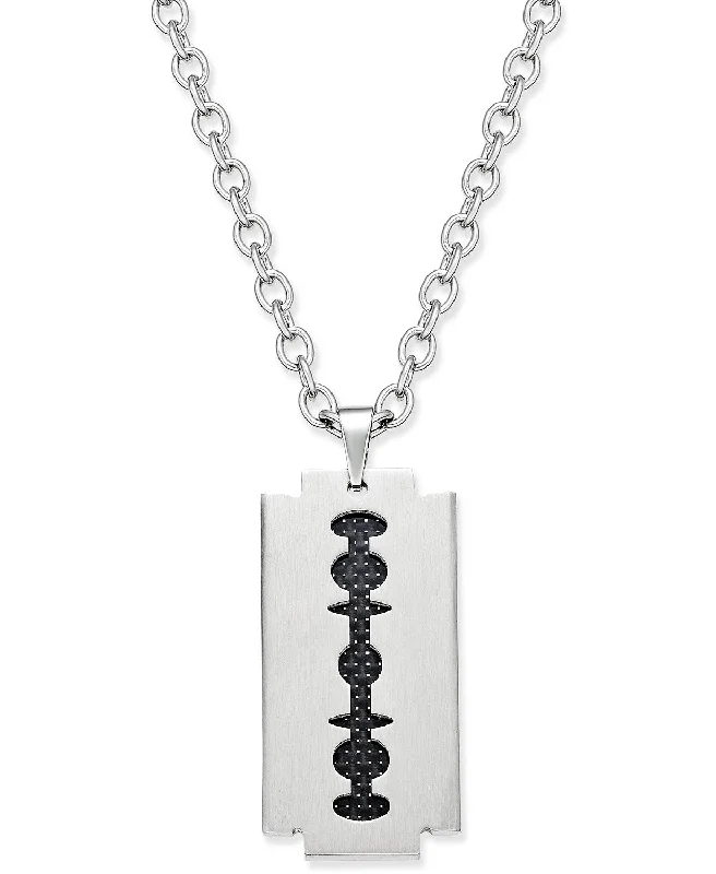 Layered cut necklace-Men's Two-Tone Stainless Steel Blade Pendant Necklace