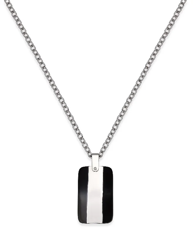 Vaulted pendant necklace-Men's Two-Tone Stainless Steel Dog Tag Pendant Necklace