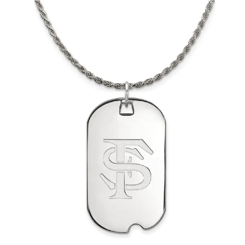 Sterling Silver Florida State Large Dog Tag Pendant Necklace