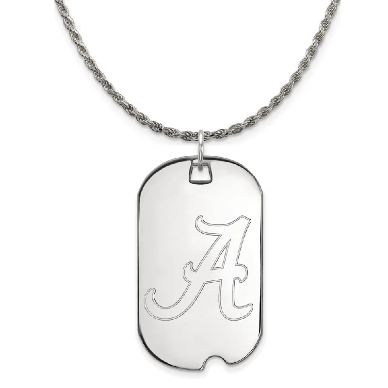 Textured rib necklace-Sterling Silver U. of Alabama Large Initial A Dog Tag Necklace