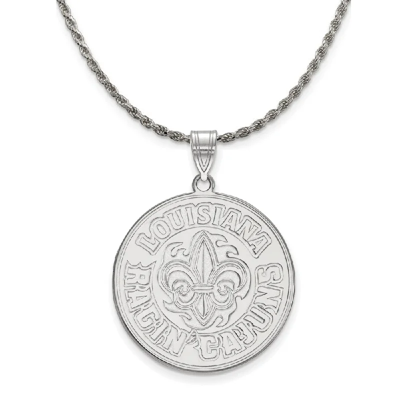 Border stone necklace-Sterling Silver U of Louisiana at Lafayette XL Pendant Necklace