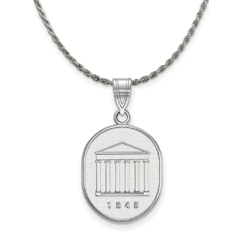 Linked chain necklace-Sterling Silver U. of Mississippi Large Crest Disc Necklace