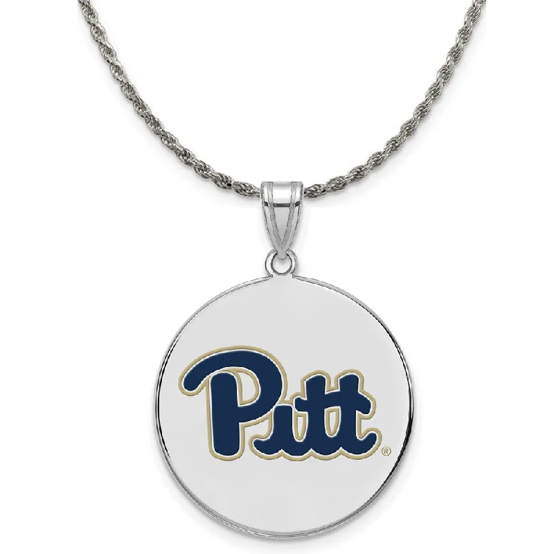 Prismatic light necklace-Sterling Silver U. of Pittsburgh Lg Enamel Disc Necklace