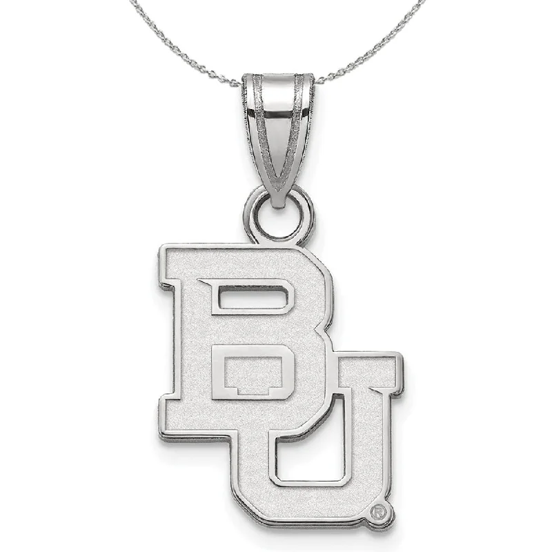 Sterling Silver Baylor U Medium 'BU' Pendant Necklace