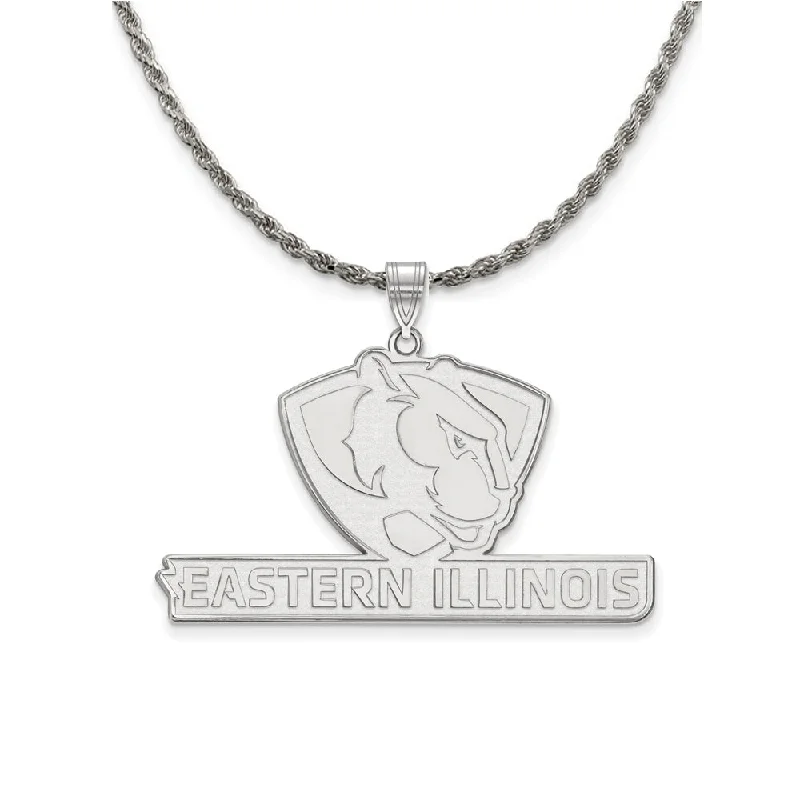 Chalk speck necklace-Sterling Silver Eastern Illinois U XL Pendant Necklace