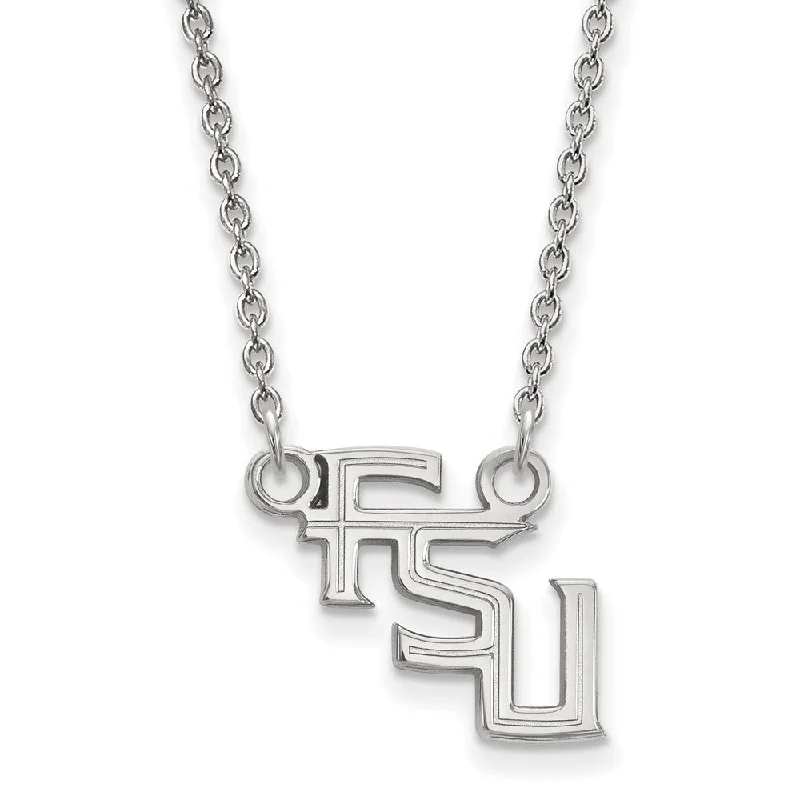 Pleated design necklace-Sterling Silver Florida State Small 'FSU' Pendant Necklace