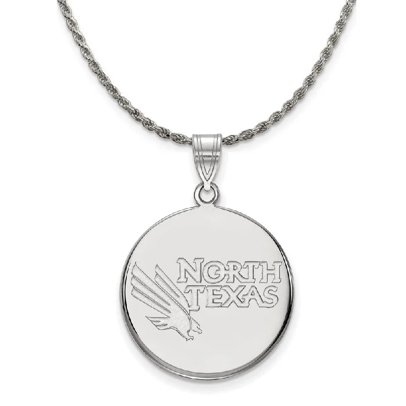 Engraved cut necklace-Sterling Silver North Texas Large Disc Pendant Necklace