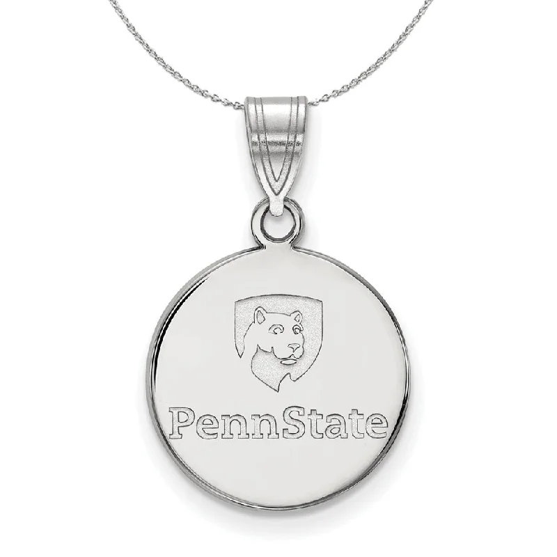 Sterling Silver Penn State Medium Disc Pendant Necklace