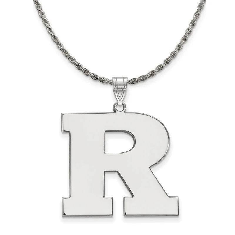 Pinned design necklace-Sterling Silver Rutgers XL Initial R Necklace