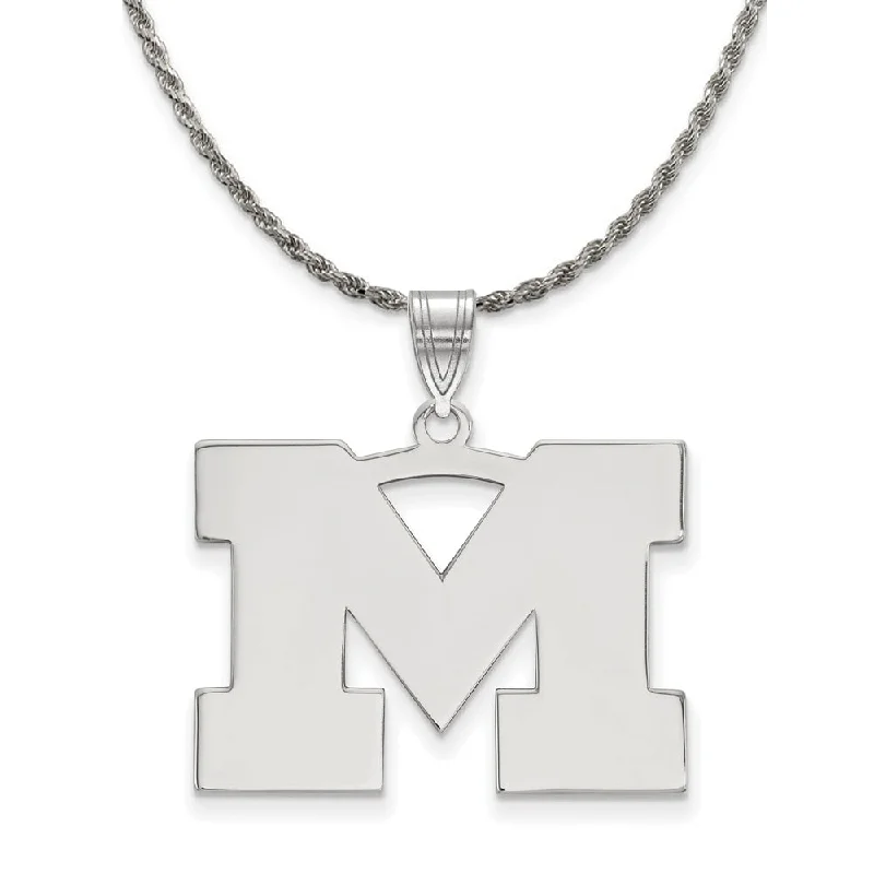 Sterling Silver U. of Michigan Large Initial M Necklace