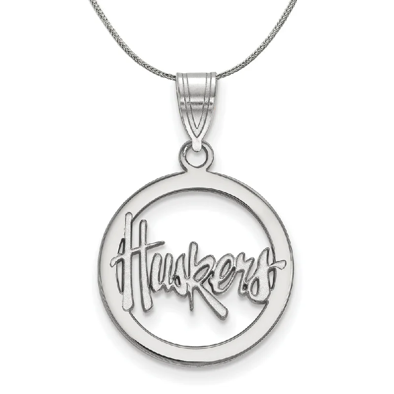 Sterling Silver U. of Nebraska Small Huskers Circle Necklace