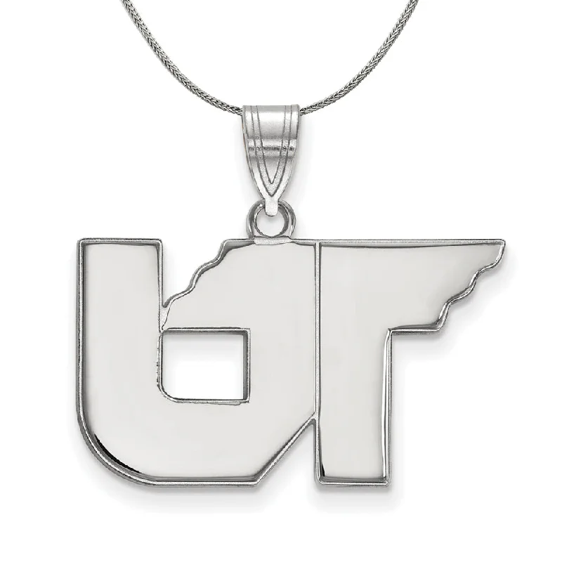 Overlapping scale necklace-Sterling Silver U. of Tennessee Medium 'UT' Necklace