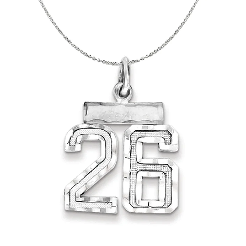 Shaved chain necklace-Sterling Silver, Varsity Collection, Small D/C Number 26 Necklace