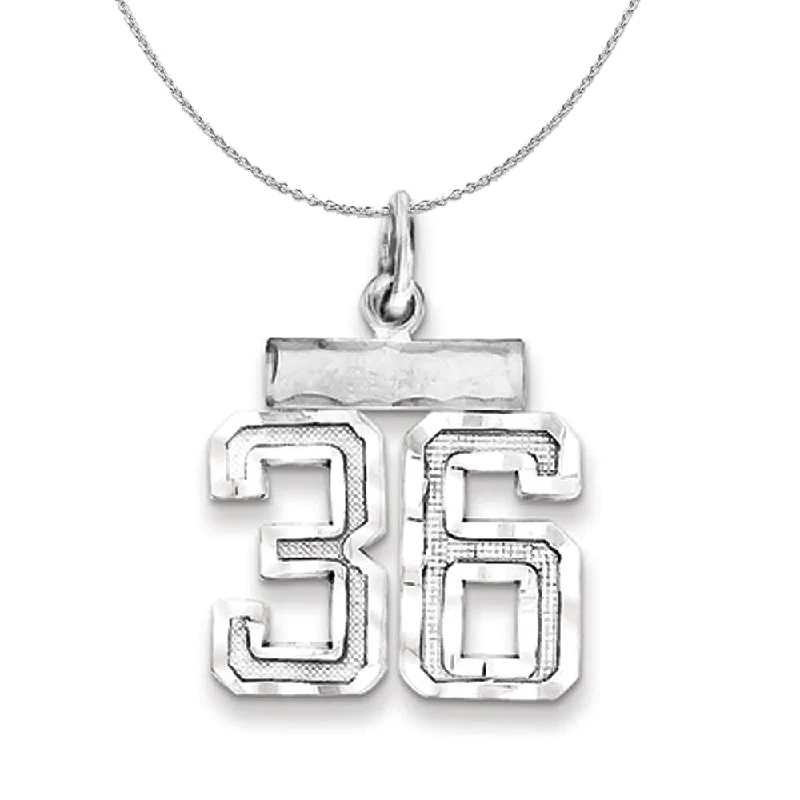 Sterling Silver, Varsity Collection, Small D/C Number 36 Necklace