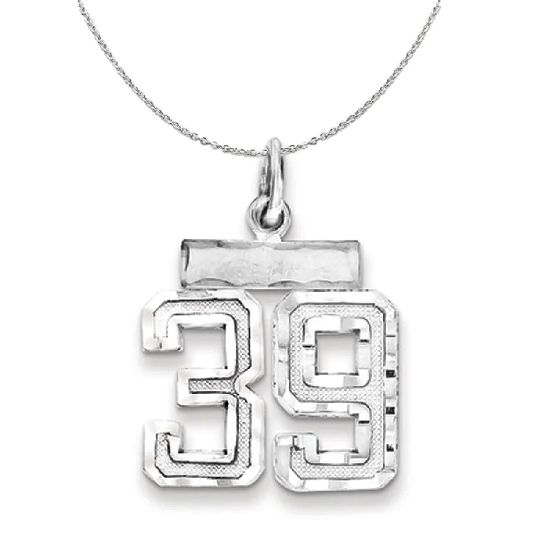 Sterling Silver, Varsity Collection, Small D/C Number 39 Necklace