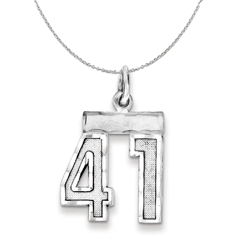 Sterling Silver, Varsity Collection, Small D/C Number 41 Necklace