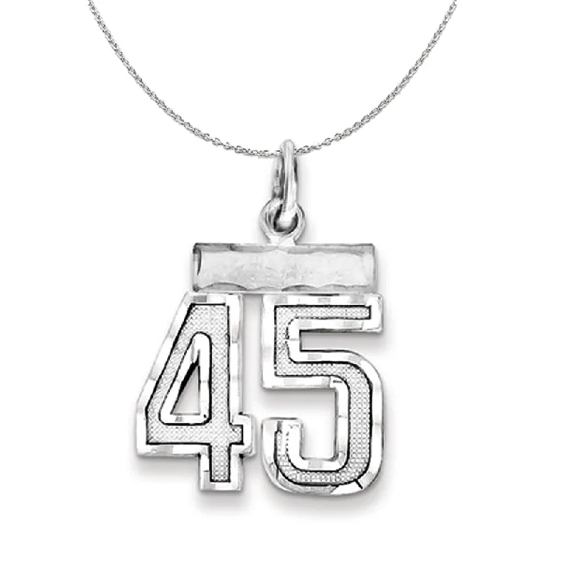 Grooved edge necklace-Sterling Silver, Varsity Collection, Small D/C Number 45 Necklace