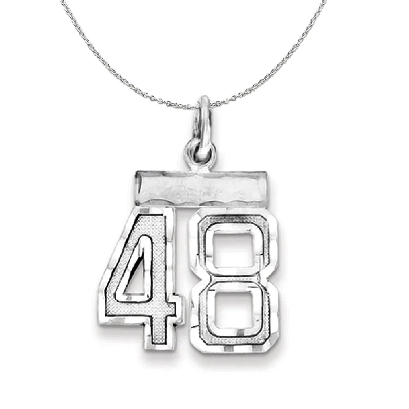 Tin toned necklace-Sterling Silver, Varsity Collection, Small D/C Number 48 Necklace